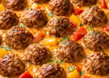 Hackbällchen in cremiger Paprikasoße