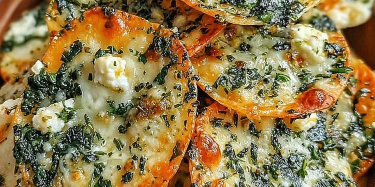 Mediterrane Spinat- und Feta-Käse-Crisps