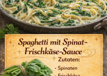 Spaghetti mit Spinat-Frischkäse-Sauce