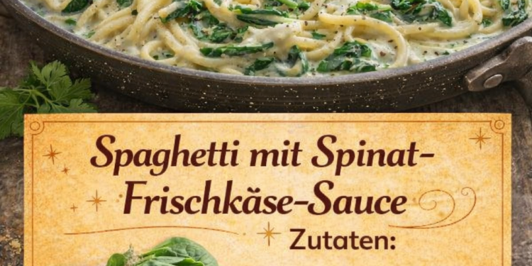 Spaghetti mit Spinat-Frischkäse-Sauce