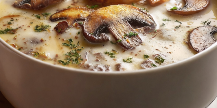 Proteinreiche Champignon-Suppe mit Hüttenkäse