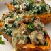Gefüllte Süßkartoffeln mit cremiger Pilz-Spinat-Füllung
