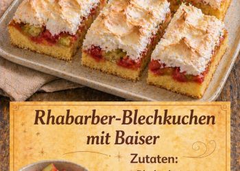 Rhabarber-Blechkuchen mit Baiser
