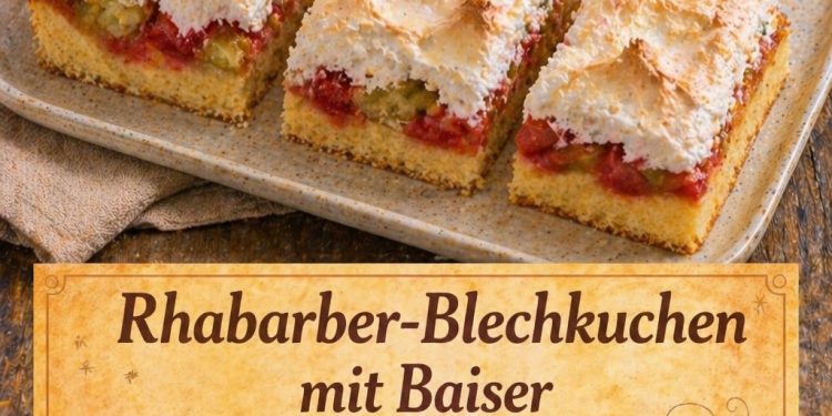 Rhabarber-Blechkuchen mit Baiser