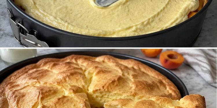 Aprikosenkuchen mit Eier-Sahne-Haube