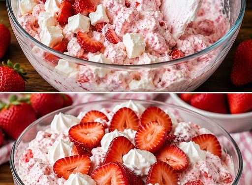 Nehmen Sie Erdbeeren und 450 g Naturjogurt, Erdbeerwolke!
