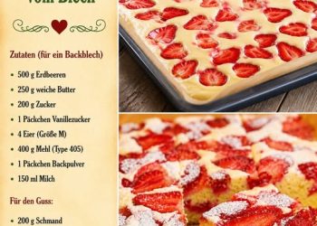 Erdbeerkuchen vom Blech, in 4 Minuten im Ofen